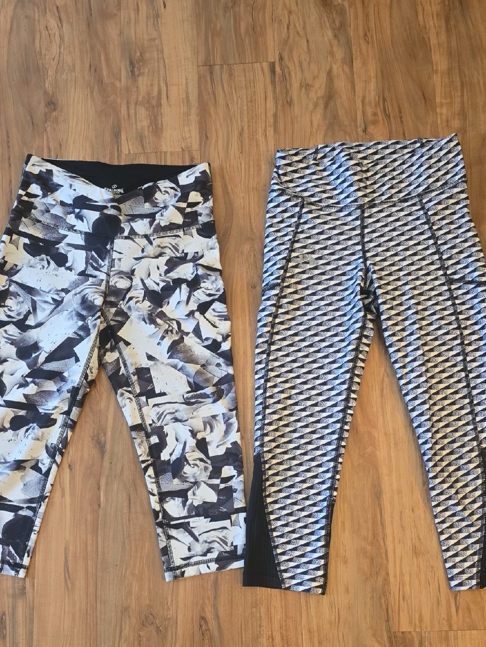 Black & White Capri Athletic Leggings -Under Armour & Spalding - Small